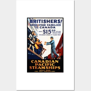 Britishers Bring Your Family To Canada Steamships Vintage Advertisement Posters and Art